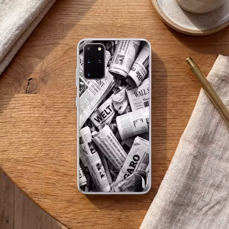 Telefoonhoesje - Krant - Stapel - Nieuws - Zwart-wit — 2