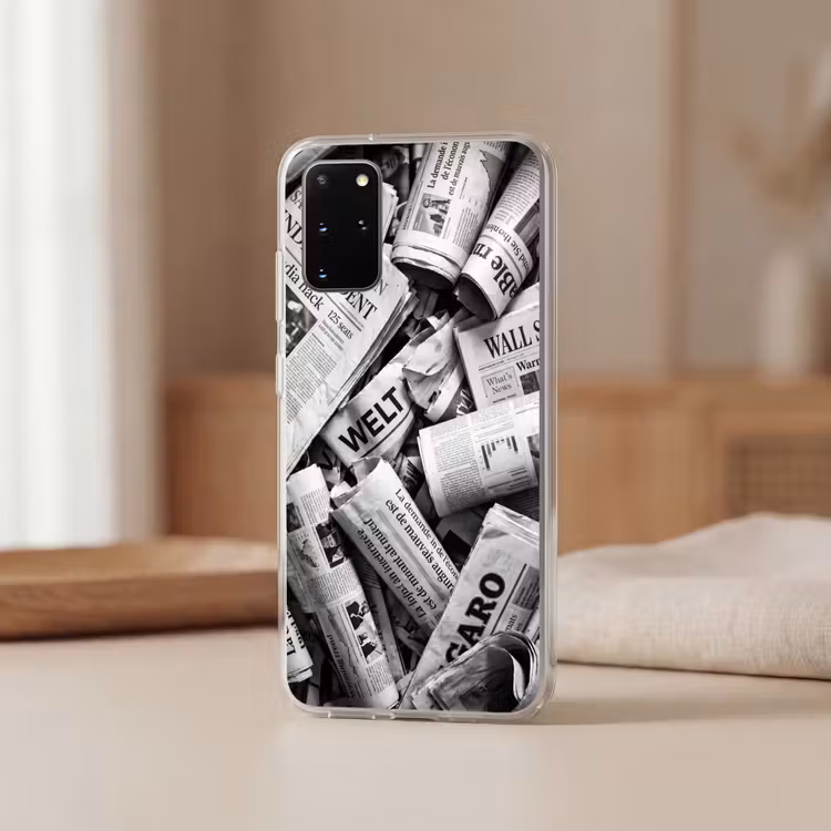 Telefoonhoesje - Krant - Stapel - Nieuws - Zwart-wit — 3