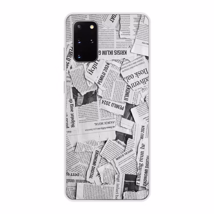 Telefoonhoesje - Krant - Versnipperd - Textuur - Zwart-wit - Abstract — 1