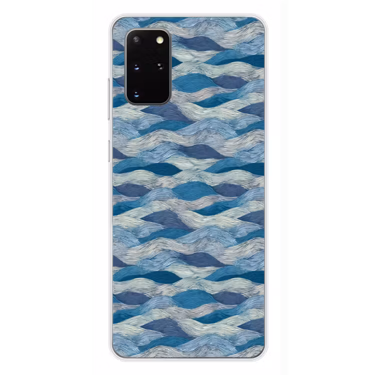 Telefoonhoesje - Getekend - Blauw - Wit - Golvend - Streepjes — 4