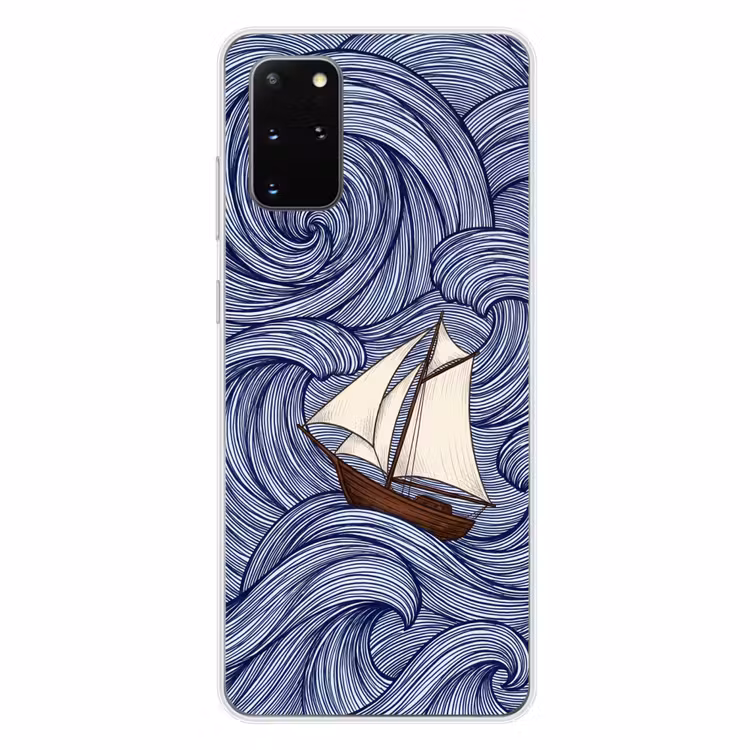 Telefoonhoesje - Schip - Golven - Zee - Illustratie - Blauw — 4