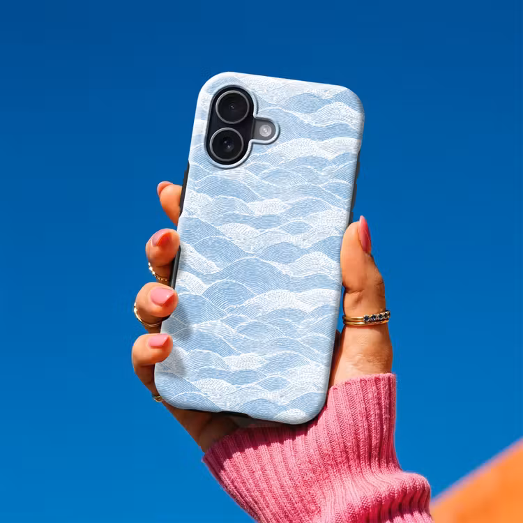 Telefoonhoesje Toughcase - Blauw - Wit - Golven - Getekend — 2