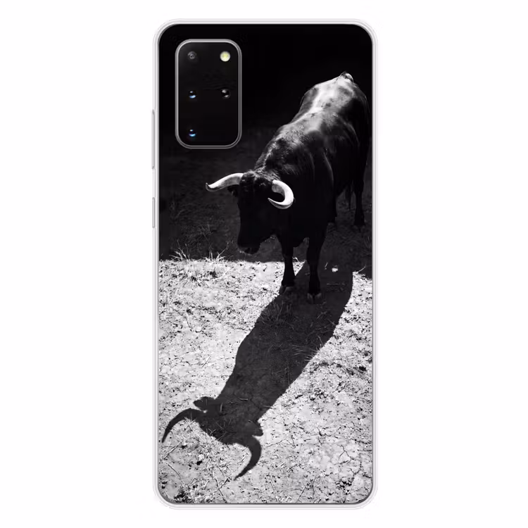 Telefoonhoesje - Stier - Schaduw - Dieren - Contrast - Zwart-wit — 4