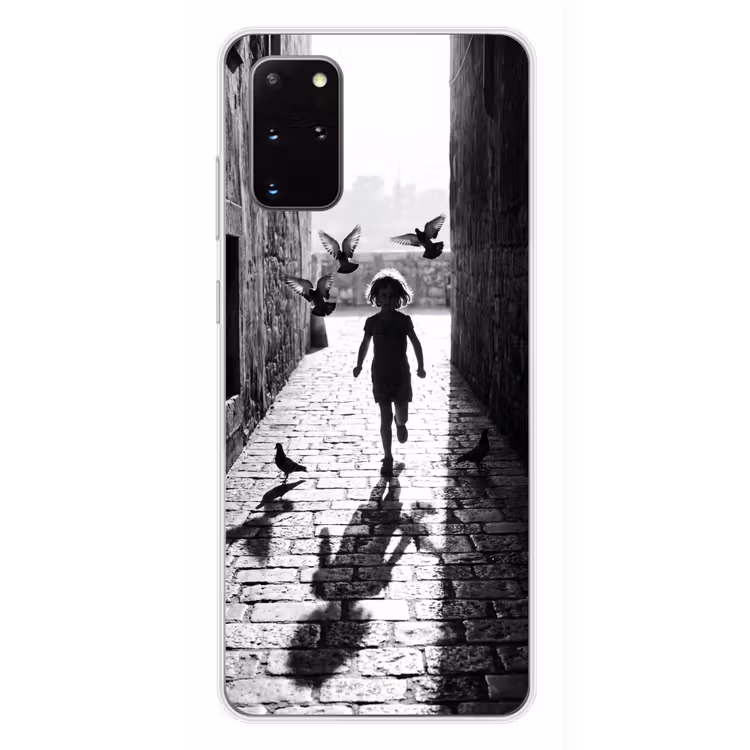 Telefoonhoesje - Kind - Vogel - Straat - Zwart-wit - Spelen — 4