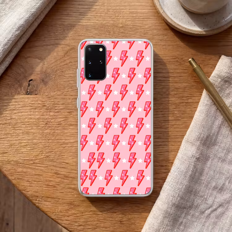 Telefoonhoesje - Patroon - Bliksem - Ster - Glitter - Roze — 2