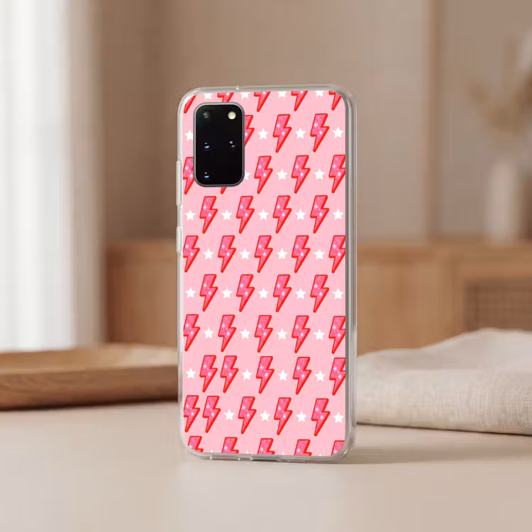 Telefoonhoesje - Patroon - Bliksem - Ster - Glitter - Roze — 3