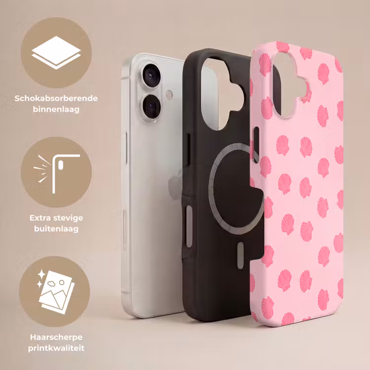Telefoonhoesje Toughcase - Schelp - Patroon - Zee - Modern - Roze — 3