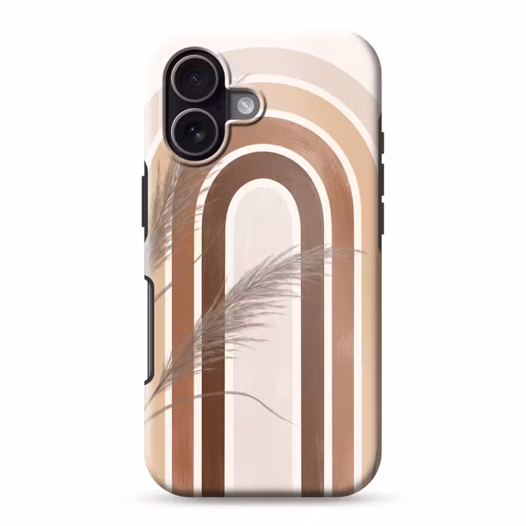 Telefoonhoesje Toughcase - Abstract - Bogen - Plant - Boho - Beige — 1