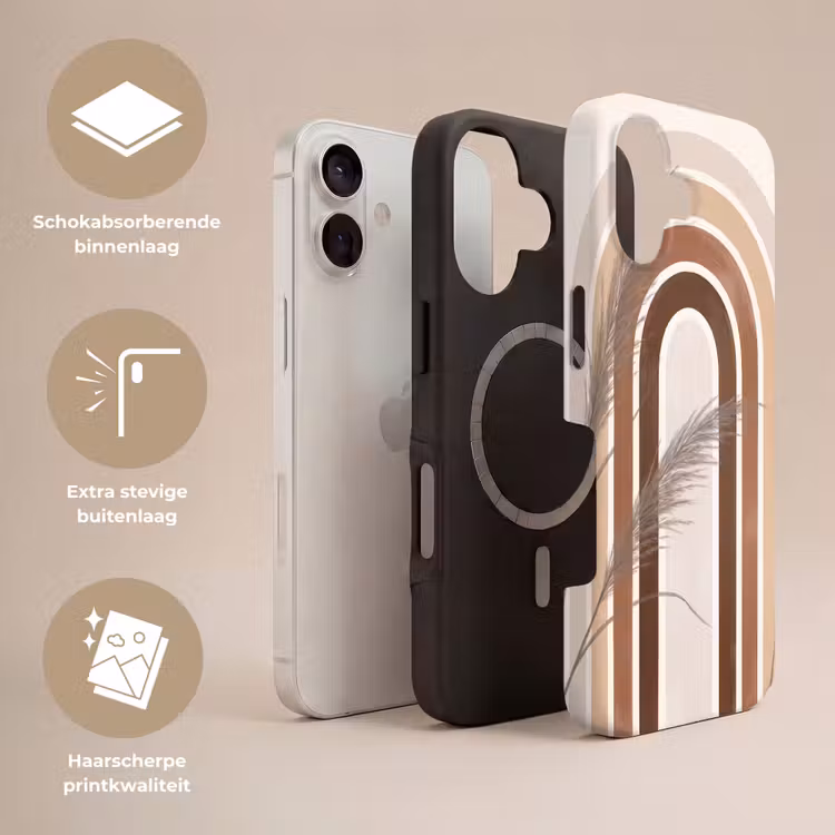 Telefoonhoesje Toughcase - Abstract - Bogen - Plant - Boho - Beige — 3
