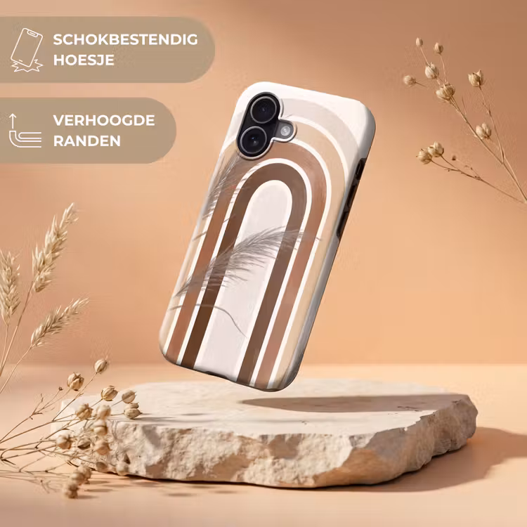 Telefoonhoesje Toughcase - Abstract - Bogen - Plant - Boho - Beige — 5