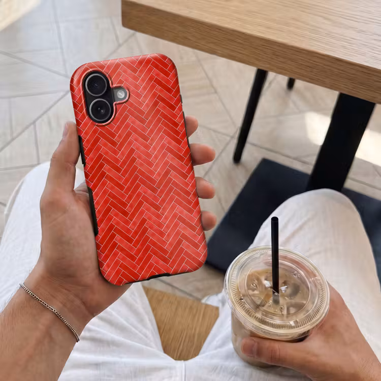 Telefoonhoesje Toughcase - Visgraat - Tegel - Rood — 4