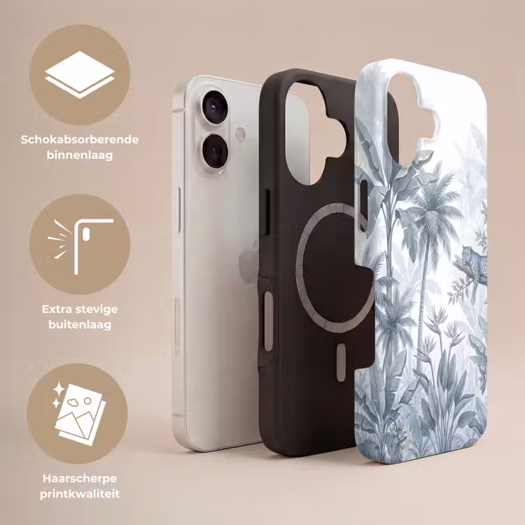 Telefoonhoesje Toughcase - Kat - Tropisch bos - Modern - Grijs — 3