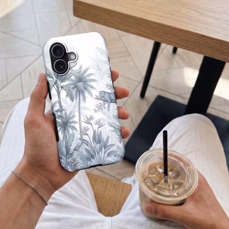 Telefoonhoesje Toughcase - Kat - Tropisch bos - Modern - Grijs — 4