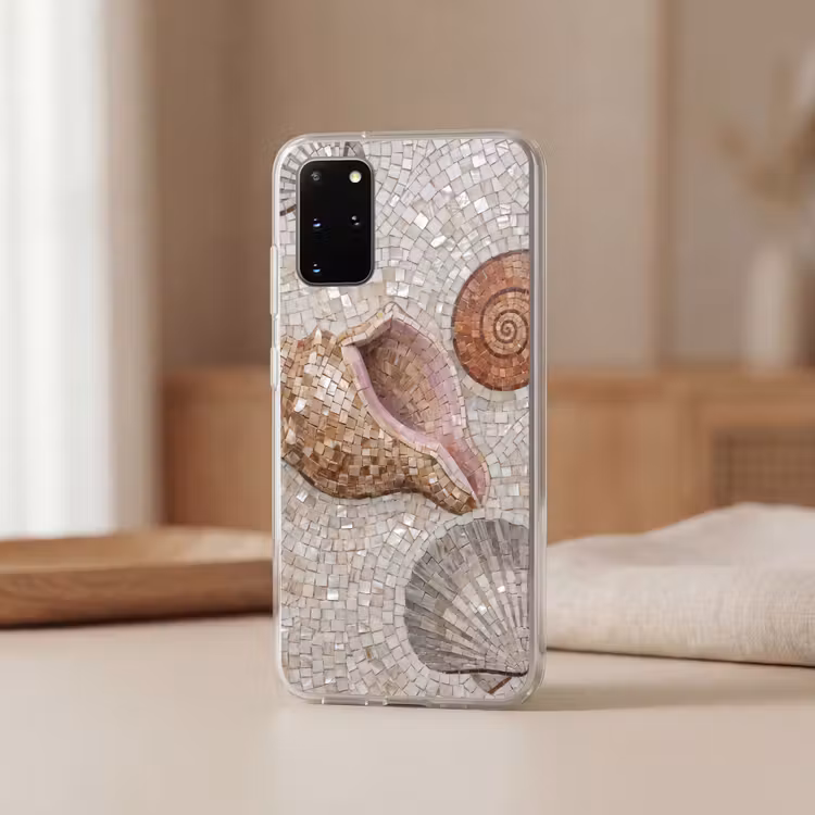 Telefoonhoesje - Schelp - Mozaïek - Zee - Beige - Modern — 3