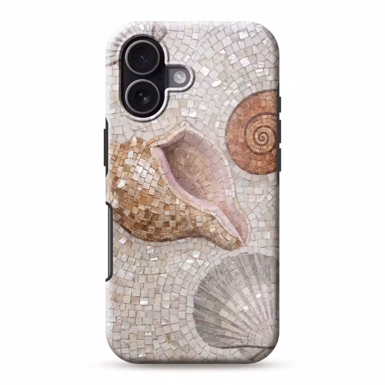 Telefoonhoesje Toughcase - Schelp - Mozaïek - Zee - Beige - Modern — 1