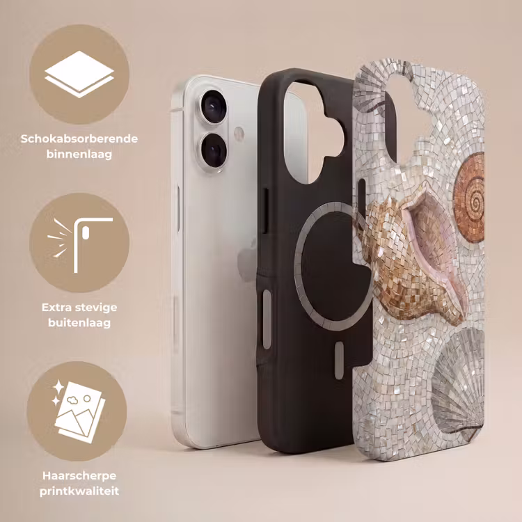 Telefoonhoesje Toughcase - Schelp - Mozaïek - Zee - Beige - Modern — 3