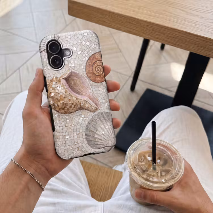 Telefoonhoesje Toughcase - Schelp - Mozaïek - Zee - Beige - Modern — 4