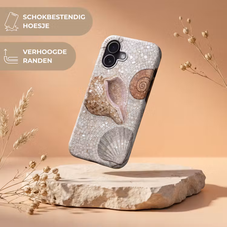Telefoonhoesje Toughcase - Schelp - Mozaïek - Zee - Beige - Modern — 5