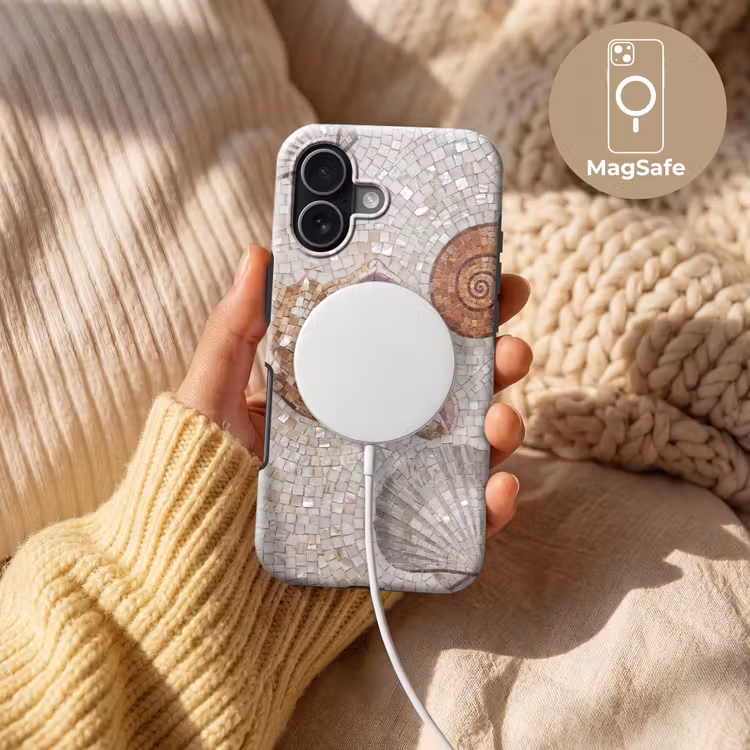 Telefoonhoesje Toughcase - Schelp - Mozaïek - Zee - Beige - Modern — 8