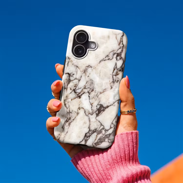 Telefoonhoesje Toughcase - Marmer - Textuur - Abstract - Wit - Bruin — 2