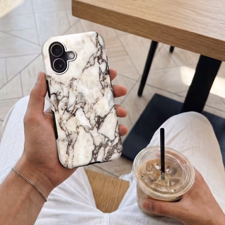Telefoonhoesje Toughcase - Marmer - Textuur - Abstract - Wit - Bruin — 4