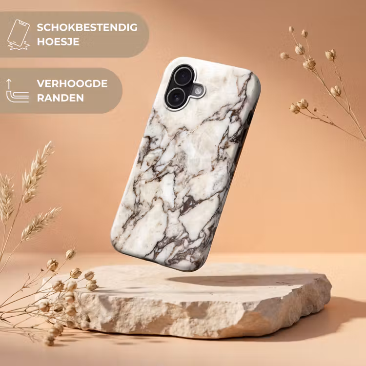 Telefoonhoesje Toughcase - Marmer - Textuur - Abstract - Wit - Bruin — 5