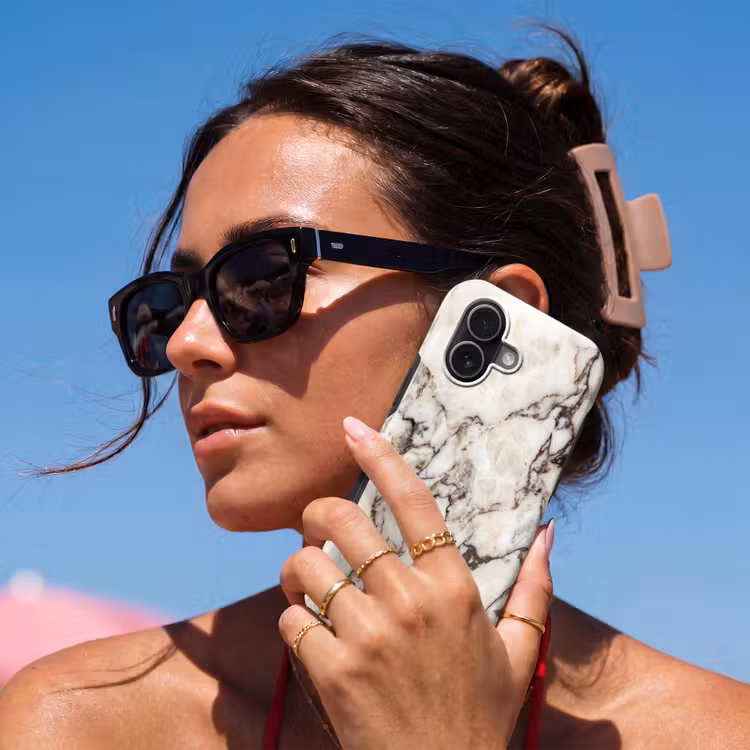 Telefoonhoesje Toughcase - Marmer - Textuur - Abstract - Wit - Bruin — 6