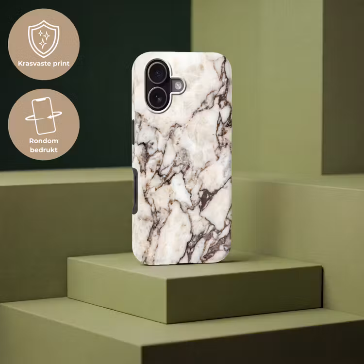 Telefoonhoesje Toughcase - Marmer - Textuur - Abstract - Wit - Bruin — 7