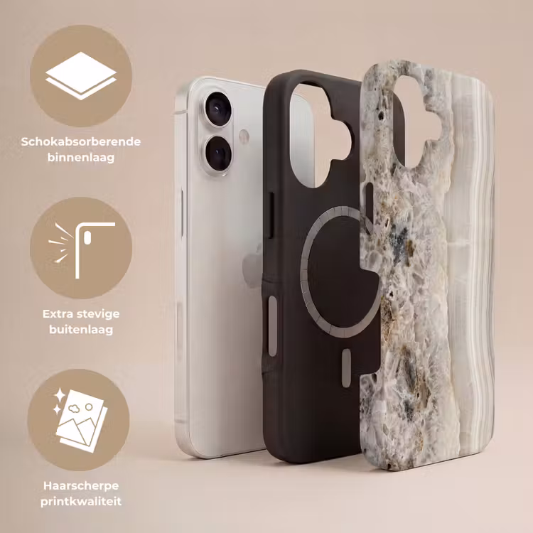 Telefoonhoesje Toughcase - Steen - Textuur - Abstract - Beige - Wit — 3