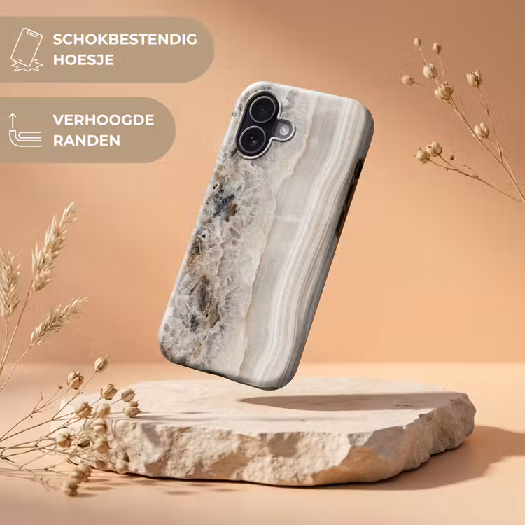 Telefoonhoesje Toughcase - Steen - Textuur - Abstract - Beige - Wit — 5