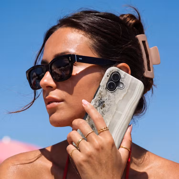 Telefoonhoesje Toughcase - Steen - Textuur - Abstract - Beige - Wit — 6