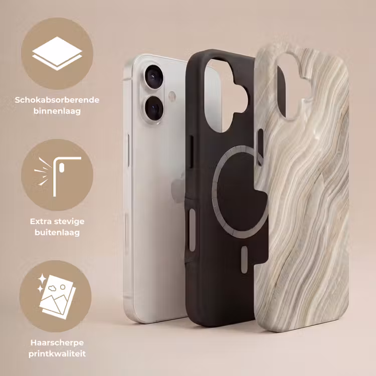 Telefoonhoesje Toughcase - Textuur - Golvend - Abstract - Modern - Beige — 3