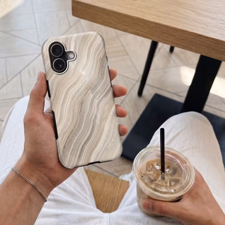 Telefoonhoesje Toughcase - Textuur - Golvend - Abstract - Modern - Beige — 4