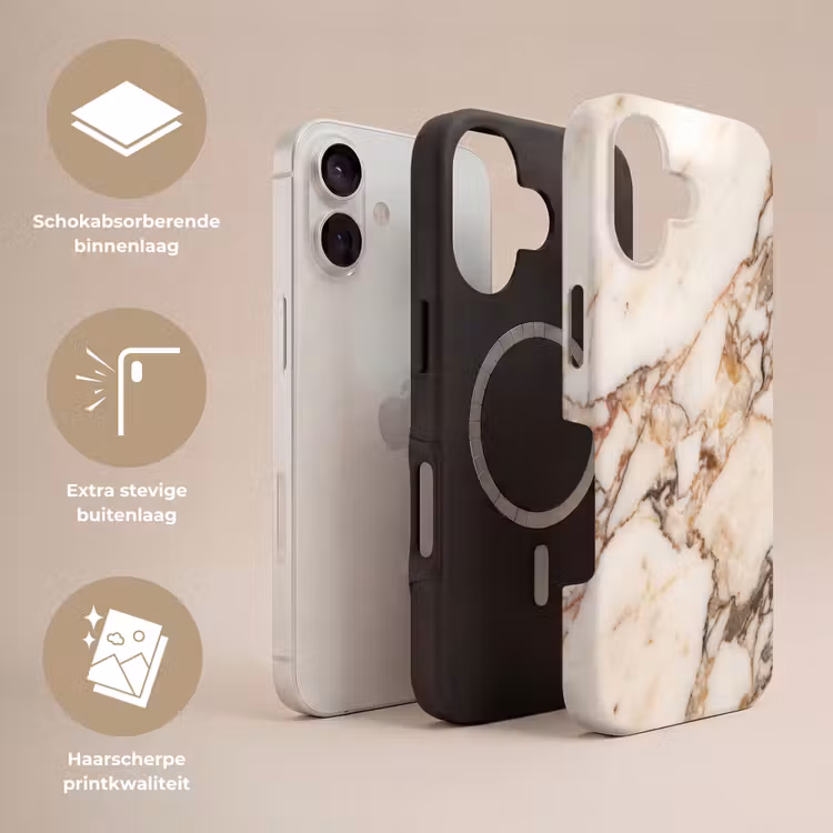 Telefoonhoesje Toughcase - Textuur - Gesteente - Aderen - Abstract - Wit — 3