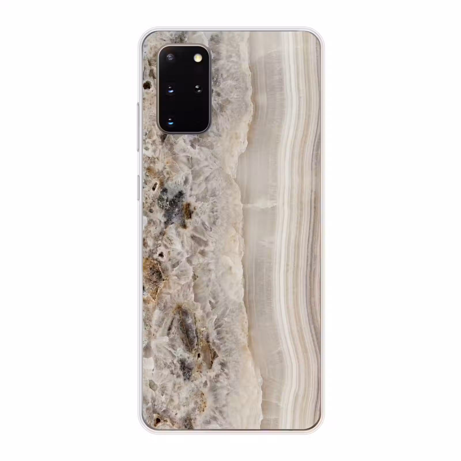 Telefoonhoesje - Steen - Textuur - Abstract - Beige - Wit — 1