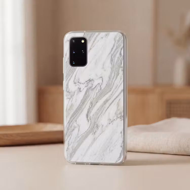 Telefoonhoesje - Marmer - Wit - Grijs - Structuur - Modern — 3