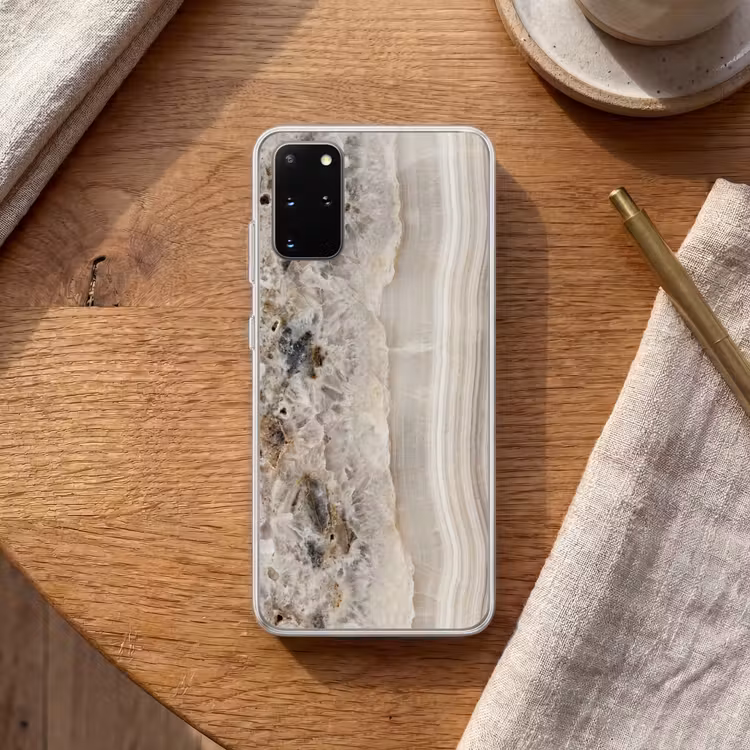 Telefoonhoesje - Steen - Textuur - Abstract - Beige - Wit — 2
