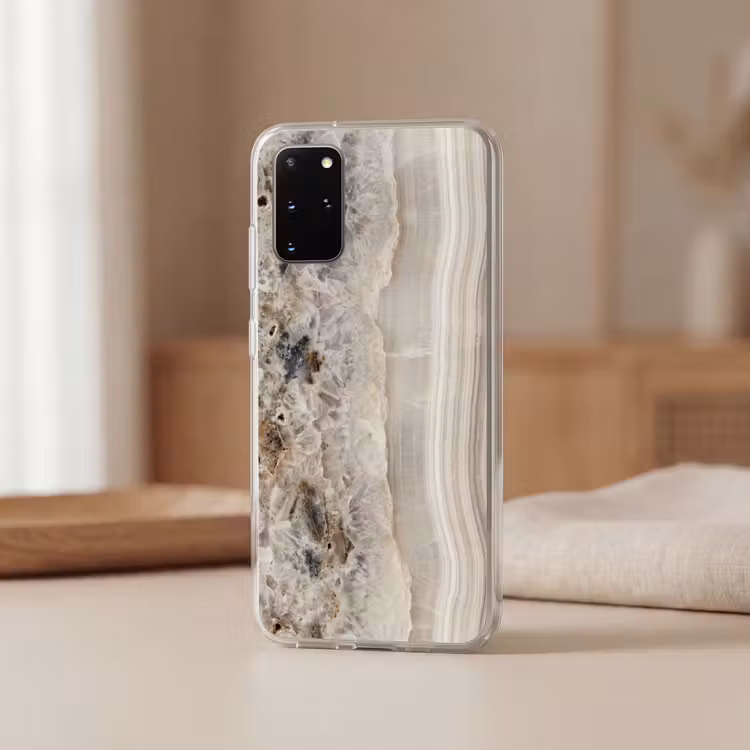 Telefoonhoesje - Steen - Textuur - Abstract - Beige - Wit — 3