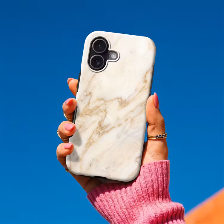 Telefoonhoesje Toughcase - Marmer - Ader - Abstract - Wit - Goud — 2