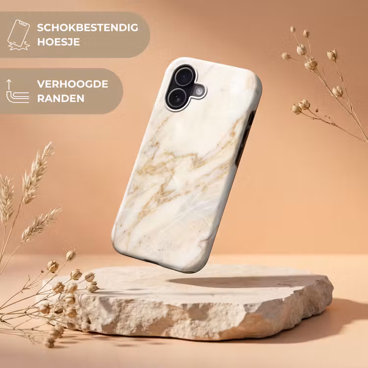 Telefoonhoesje Toughcase - Marmer - Ader - Abstract - Wit - Goud — 5