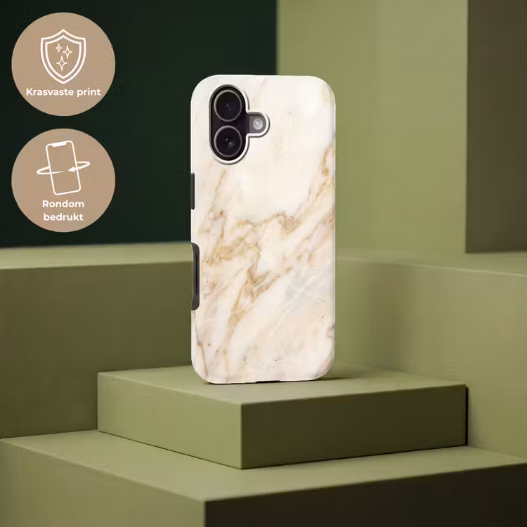 Telefoonhoesje Toughcase - Marmer - Ader - Abstract - Wit - Goud — 7
