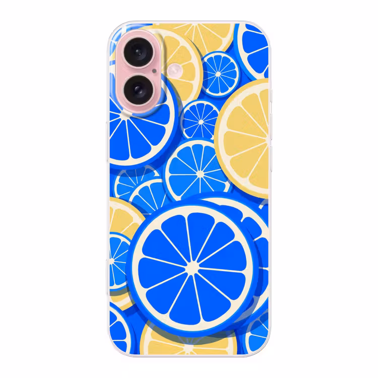 Telefoonhoesje - Fruit - Schijven - Patroon - Modern - Blauw - Geel — 1