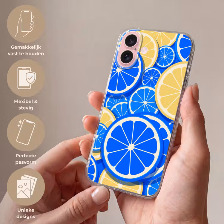 Telefoonhoesje - Fruit - Schijven - Patroon - Modern - Blauw - Geel — 4