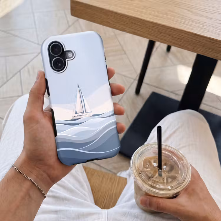 Telefoonhoesje Toughcase - Boot - Zeil - Zee - Modern - Beige — 4