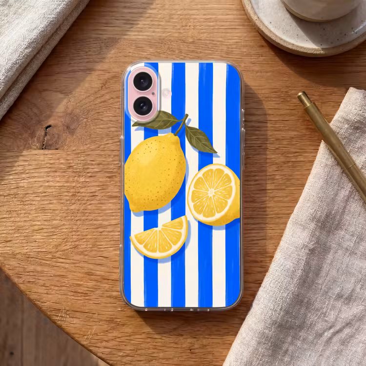 Telefoonhoesje - Fruit - Citroen - Zomer - Geel - Blauw — 2