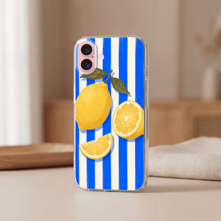 Telefoonhoesje - Fruit - Citroen - Zomer - Geel - Blauw — 3