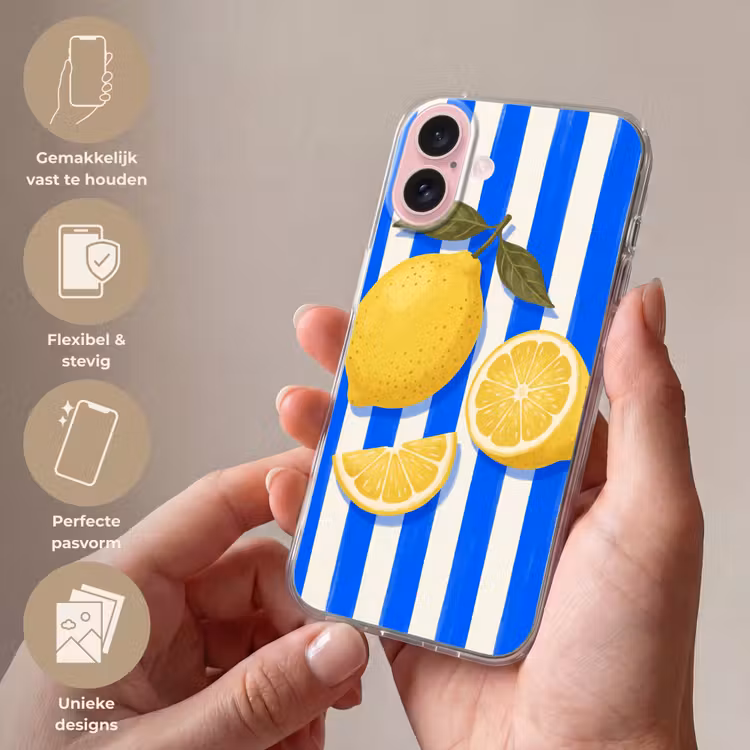 Telefoonhoesje - Fruit - Citroen - Zomer - Geel - Blauw — 4