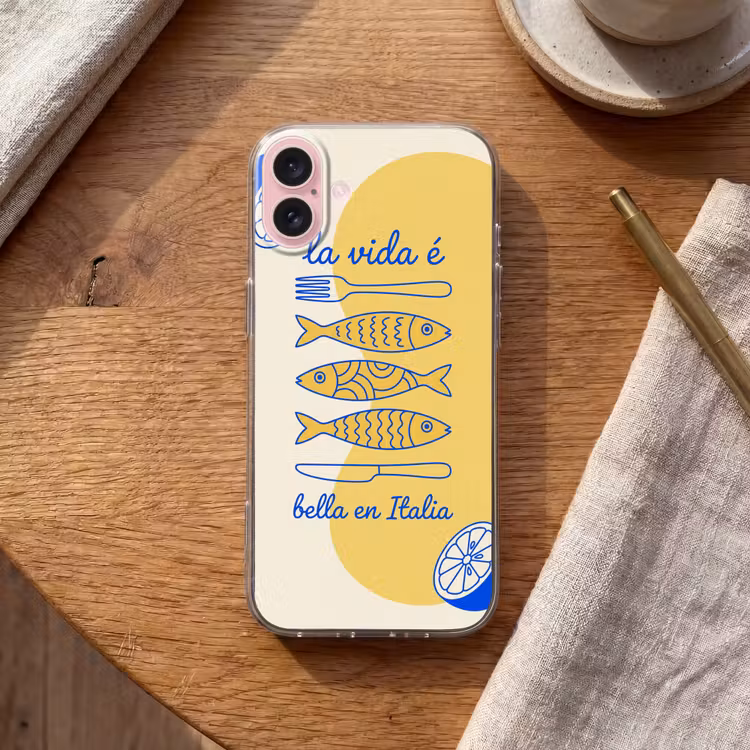 Telefoonhoesje - Italië - Eten - Citroen - Vis - Grafisch — 2
