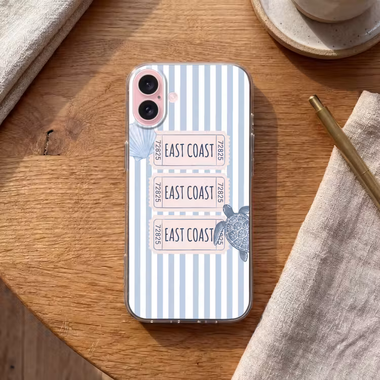 Telefoonhoesje - Schelp - Oceaan - Kust - Blauw - Illustratie — 2