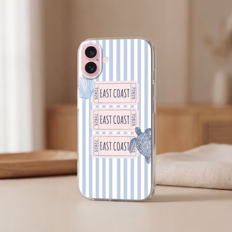 Telefoonhoesje - Schelp - Oceaan - Kust - Blauw - Illustratie — 3